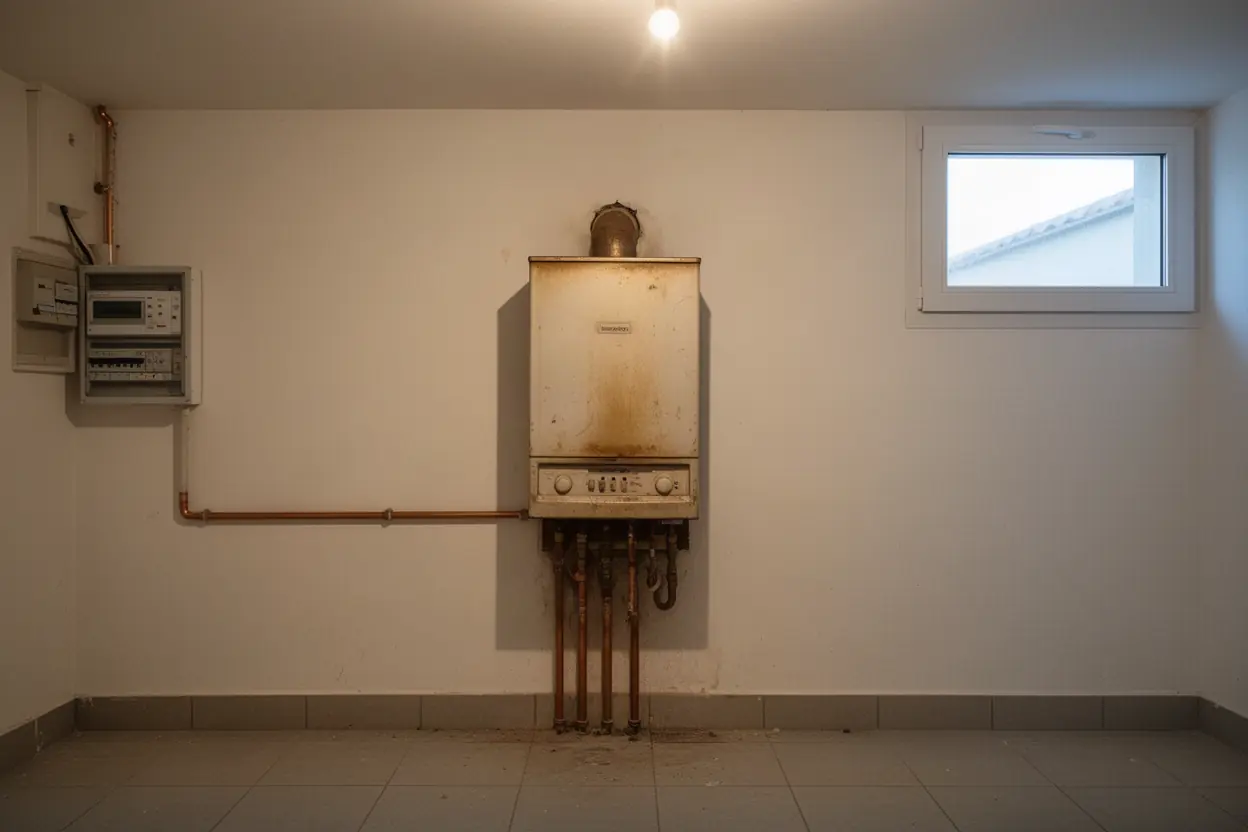 Ancienne chaudière gaz avant remplacement à Rognonas